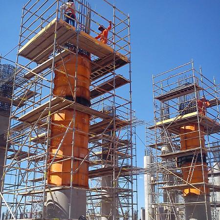 Round column forms installed on site